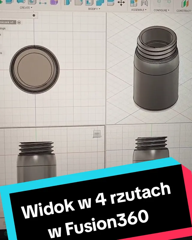 Widok w czterech rzutach w Fusion 360